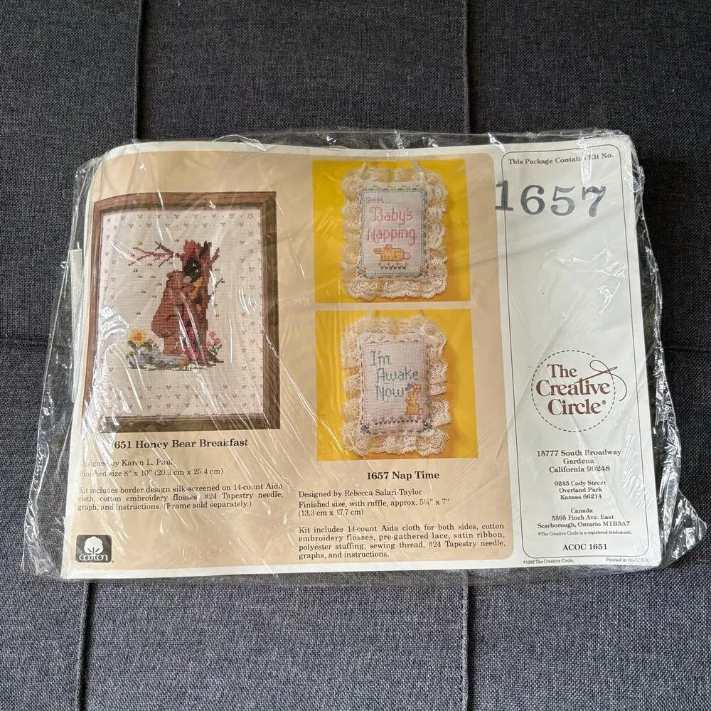 Nap Time Door Hanger Vintage Counted Cross Stitch Kit The Creative Circle - 1988
